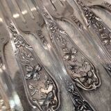 12 silver-plated table forks by goldsmith Ravinet Art Nouveau