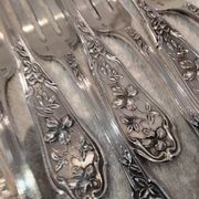 12 silver-plated table forks by goldsmith Ravinet Art Nouveau