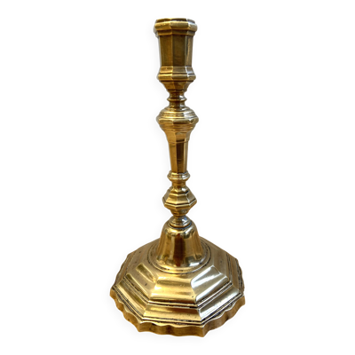 Ancien Bougeoir Chandelier Flambeau Époque Louis XV Bronze Massif Doré