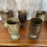 Set of 6 Mazagrans LE CEP Beige Stoneware Mugs Made In France Vintage
