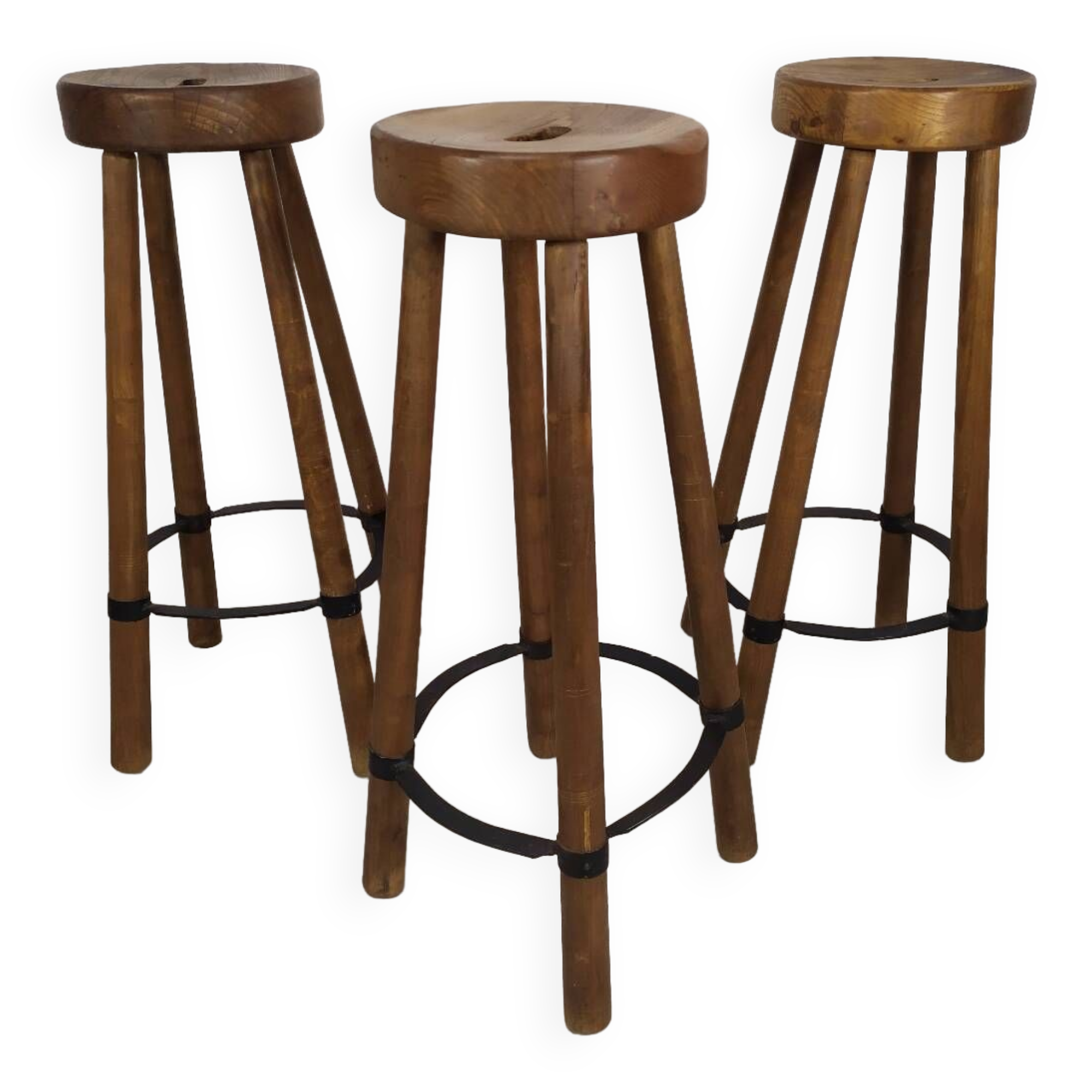 3 brutalist bar stools
