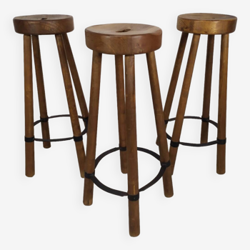 3 brutalist bar stools