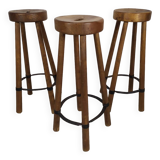 3 brutalist bar stools