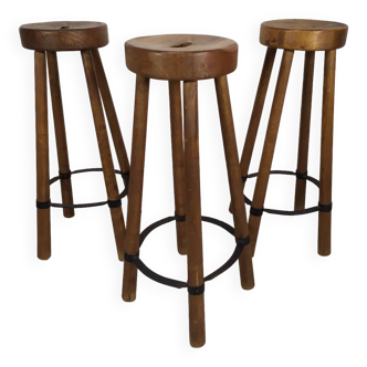 3 brutalist bar stools