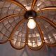 Lamp in mother-of-pearl brass and rattan