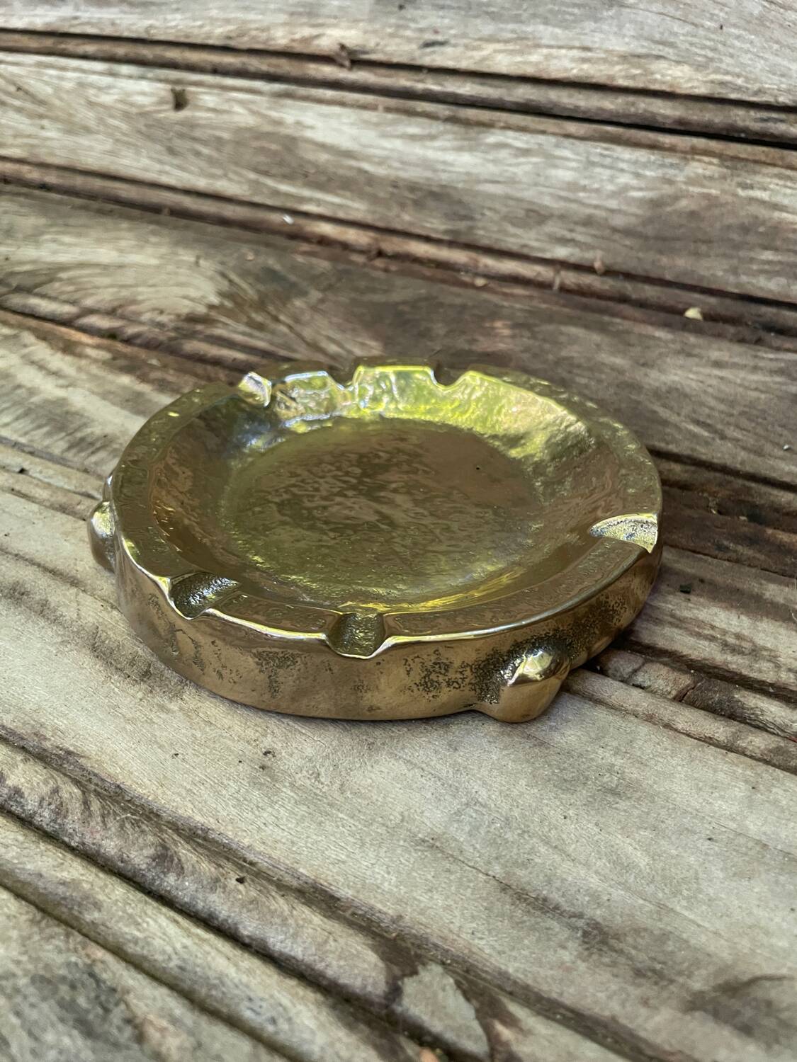 Italian Brutalist Brass Ashtray by Tonini