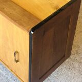 Small vintage row with sliding doors, metal legs Circa 50's