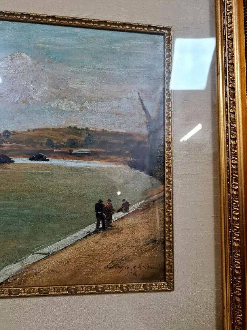 French School around 1900: oil on panel signed / view of the Doria River (Chambéry)