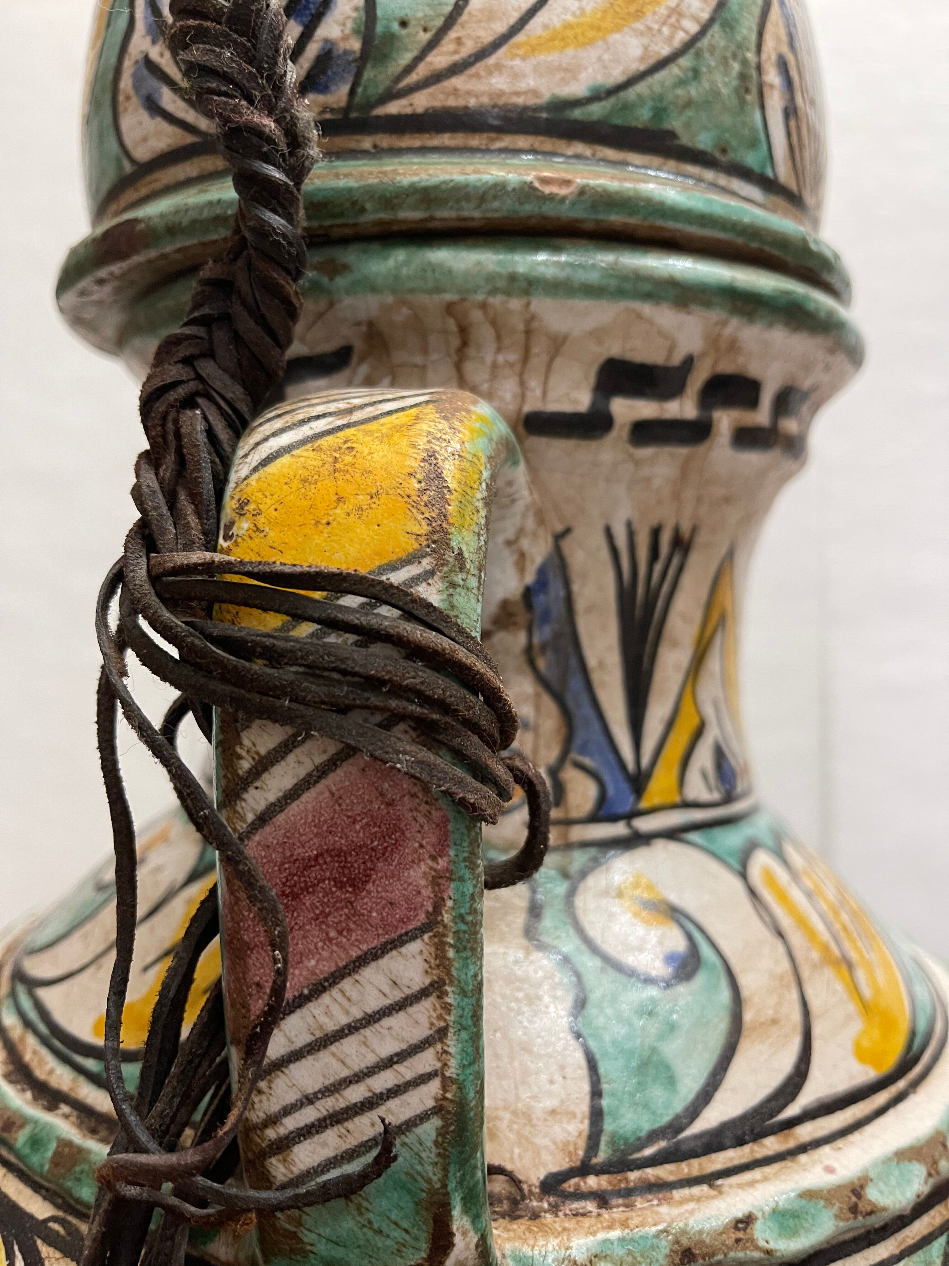 Berrada covered 62 cm amphora in faience of fez morocco