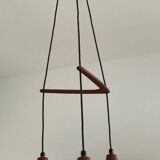 Scandinavian Boomerang chandelier from the 60s in teak, metal and glass