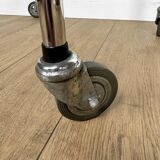 Modernist chrome and vintage frosted glass serving trolley