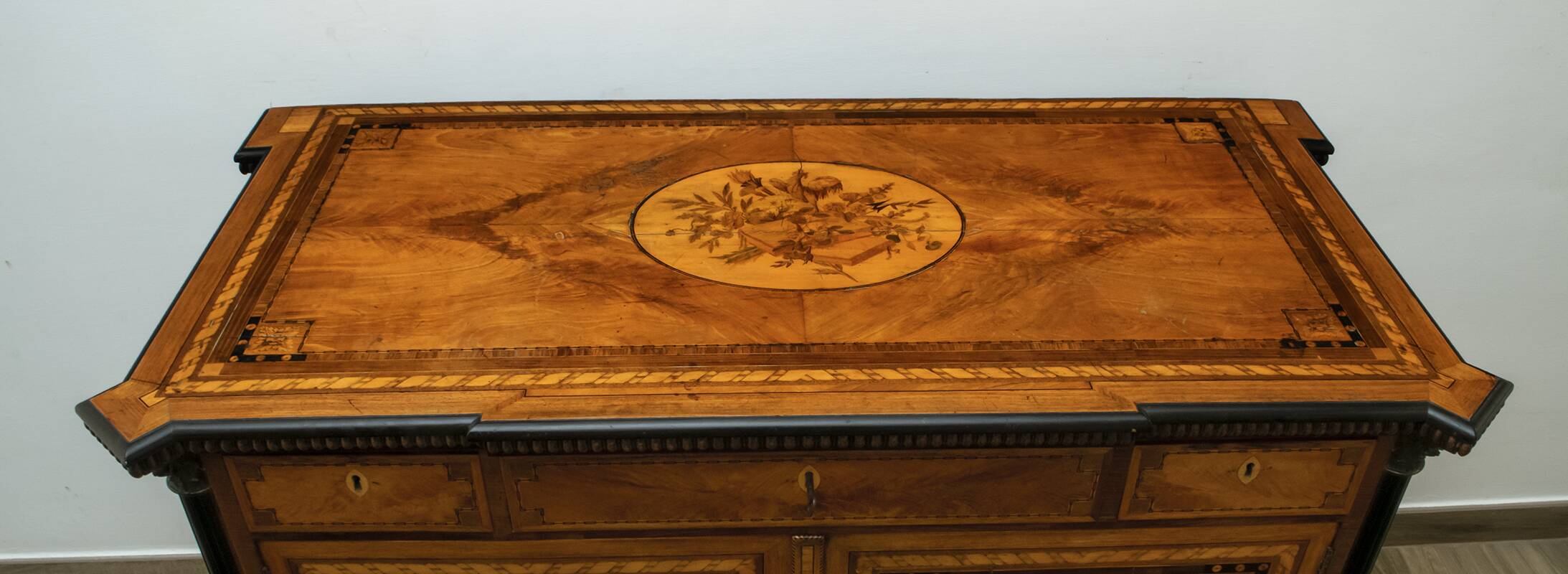 Napoleon III French Sideboard Inlaid with Geometric Floral Motifs, 1850