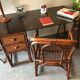 Bamboo desk and armchair, rattan 70s/80s
