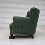 1960s, Danish 3-seater sofa, green furniture wool, oak wood.