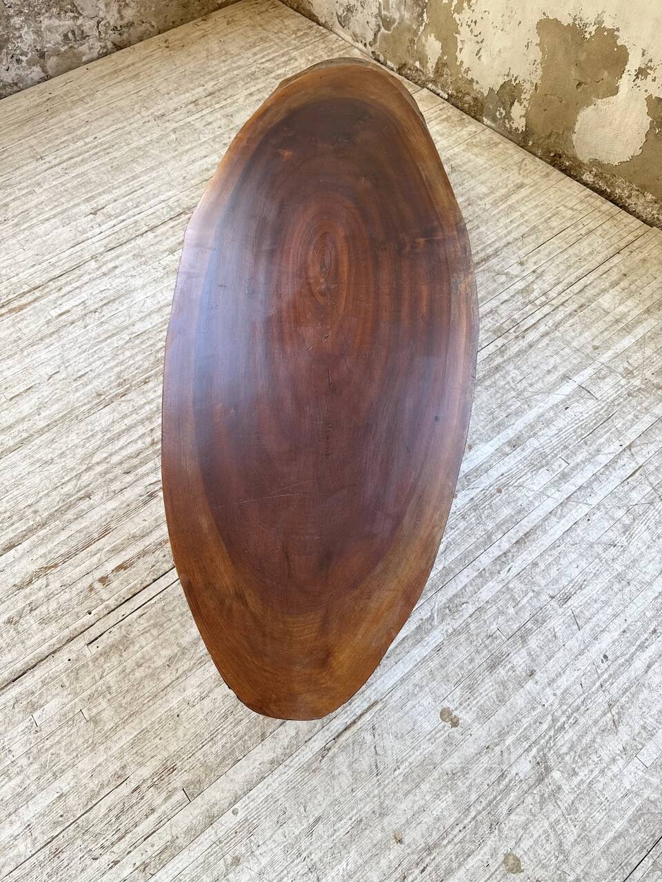 Table basse années 50 plateau bois exotique XXL