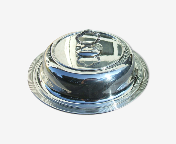 Legumier couvert metal argente