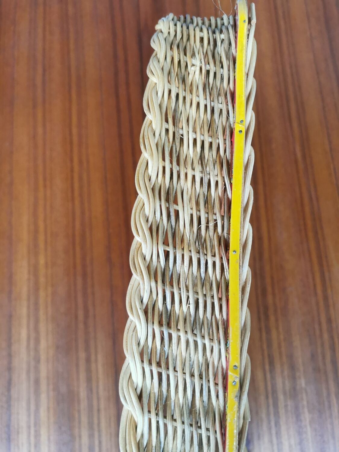 Wicker and wood serving tray