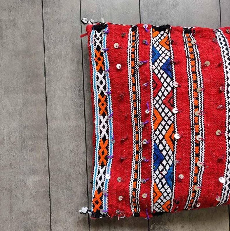 Red Moroccan kilim cushion