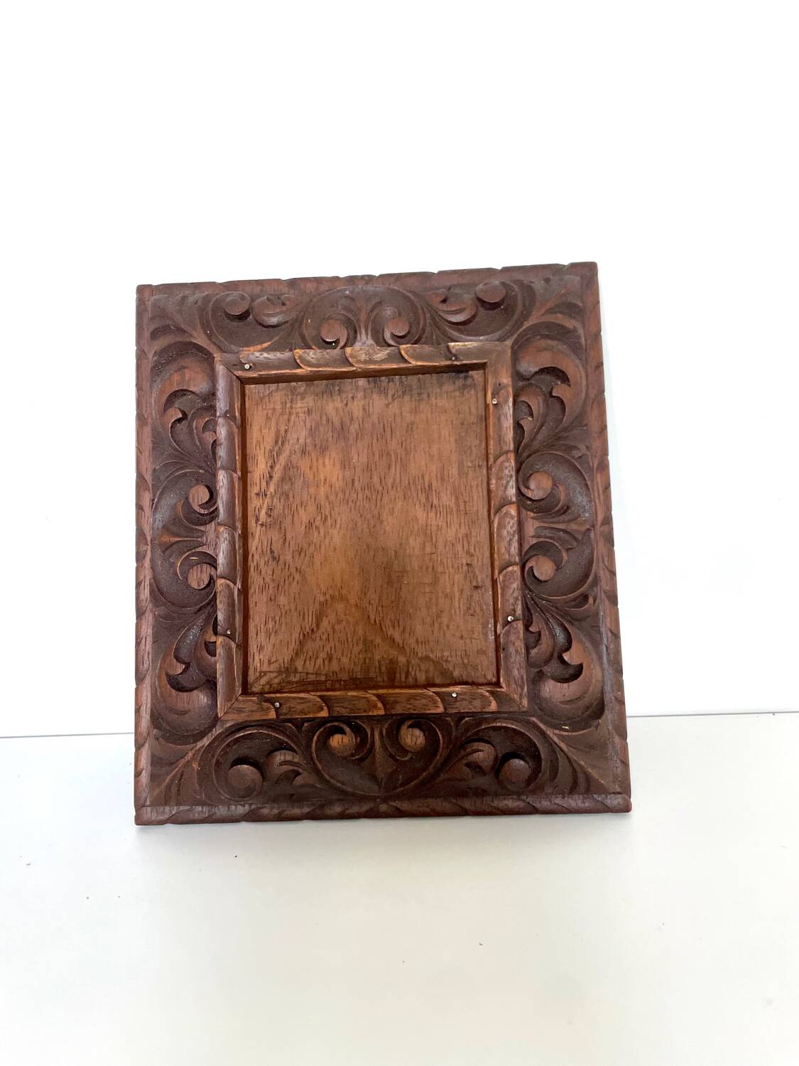 Antique handcarved frame Cedarwood 21.5 cm x 19 cm