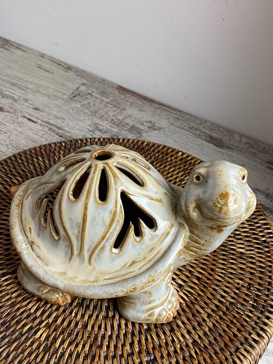 Ceramic turtle candle holder