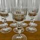 Set of 8 crystal champagne flutes in classic design.
