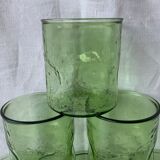6 vintage green glasses