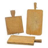 Trio of old cutting boards, butcher block,