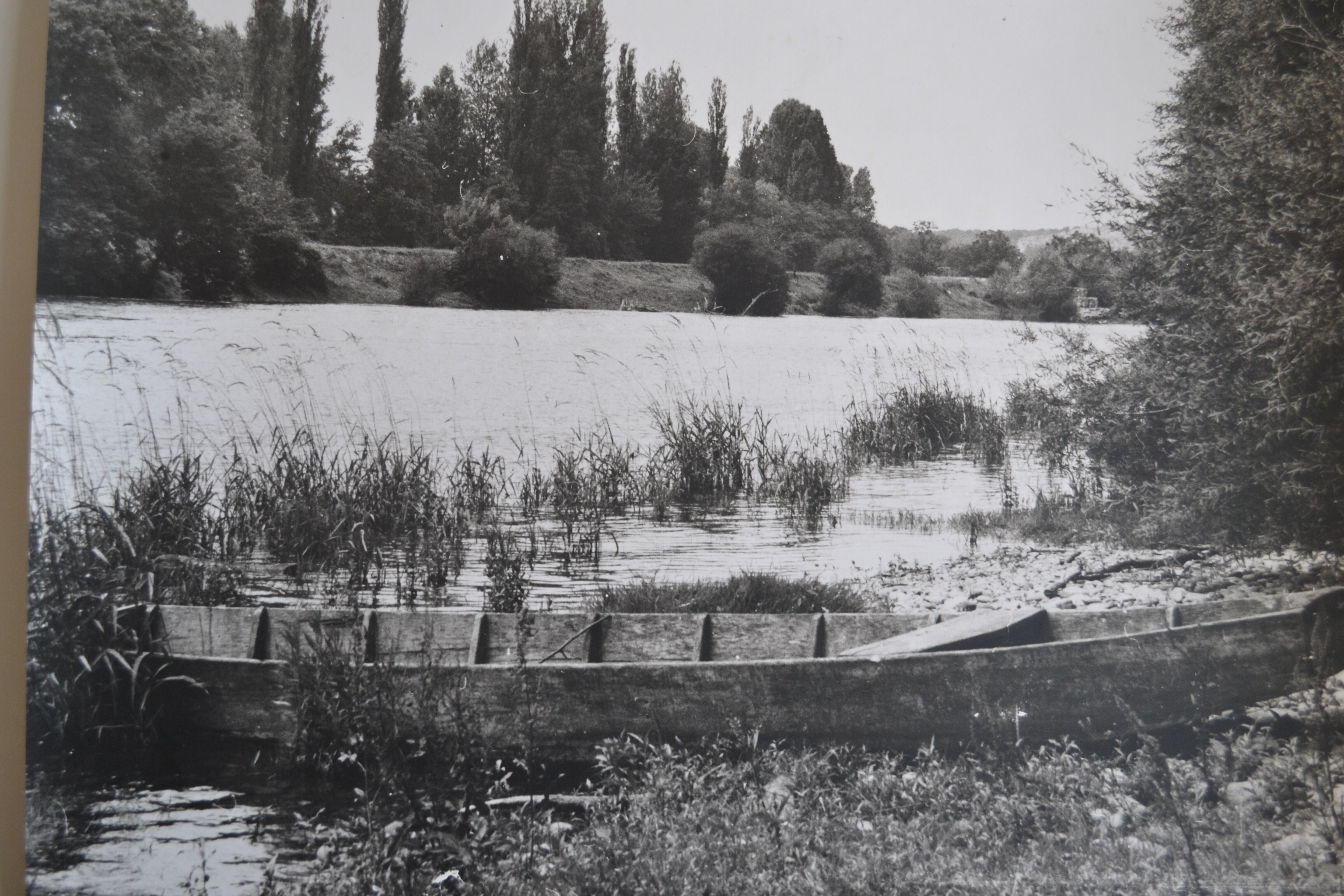 Anonymous film photo river and canoe circa 1970
