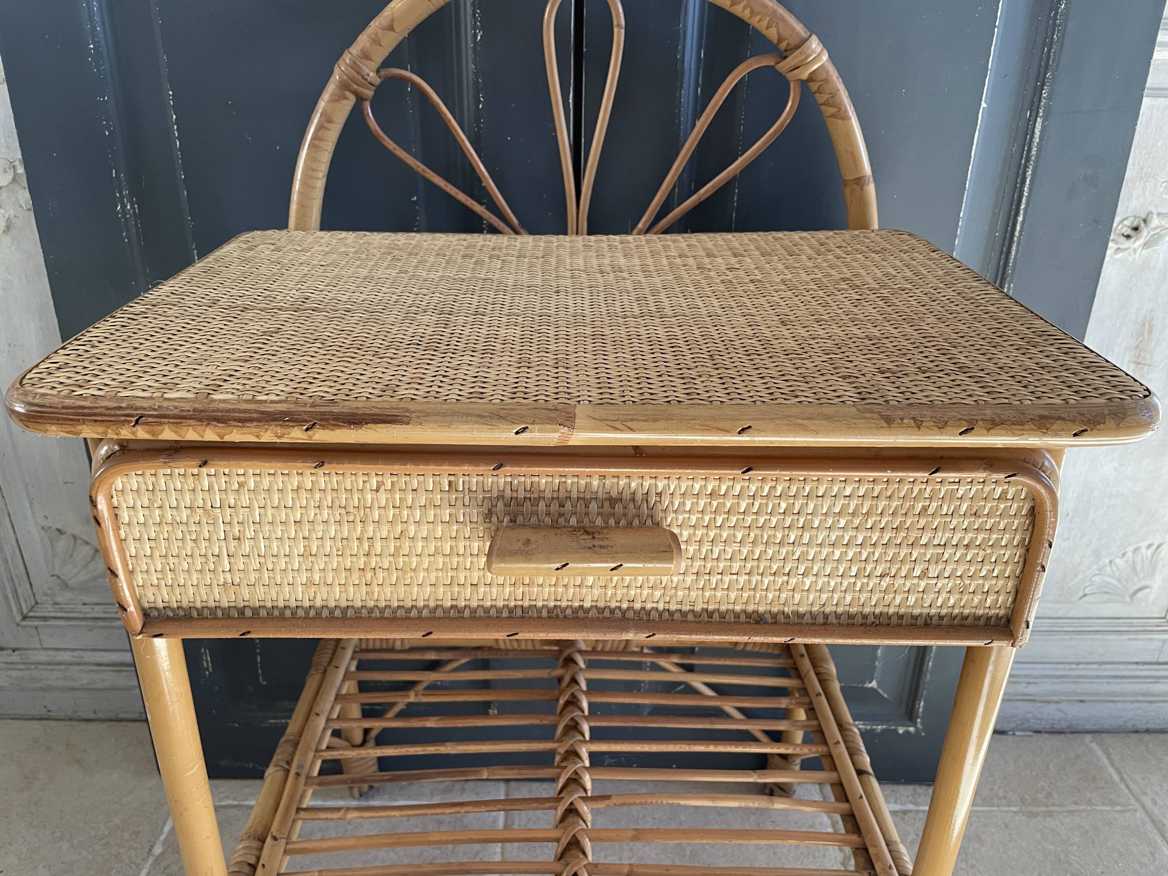 Pair of rattan bedside tables