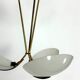 Vintage Italian brass and curved glass chandelier from 1950s