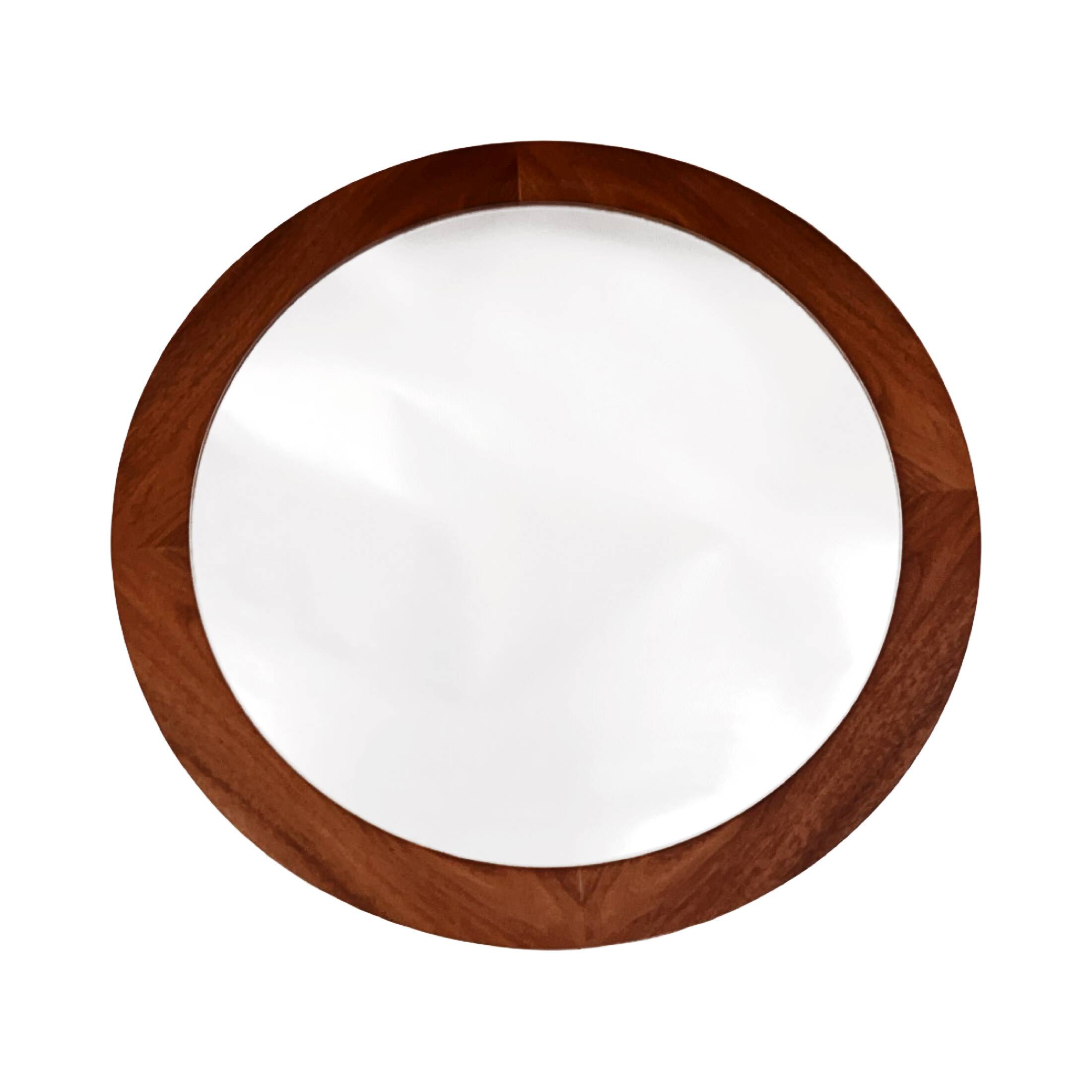 Round vintage mirror with wooden frame Scandinavian style Denmark 1960s