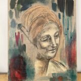 Contemporary portrait of a woman on linen canvas
