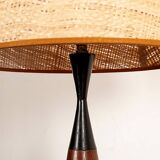 Danish keel-shaped table lamp in teak and ebony by Fog & Morup.