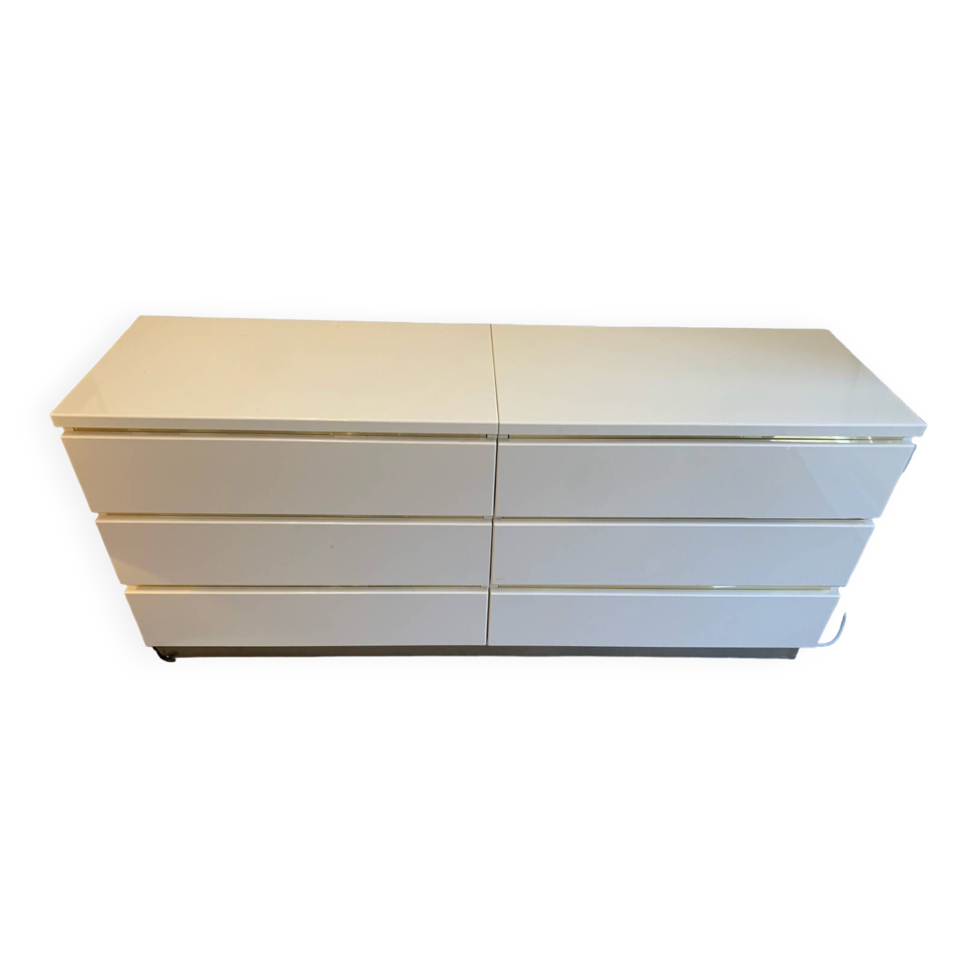 Commode double en laque beige années 80’ Eric Maville