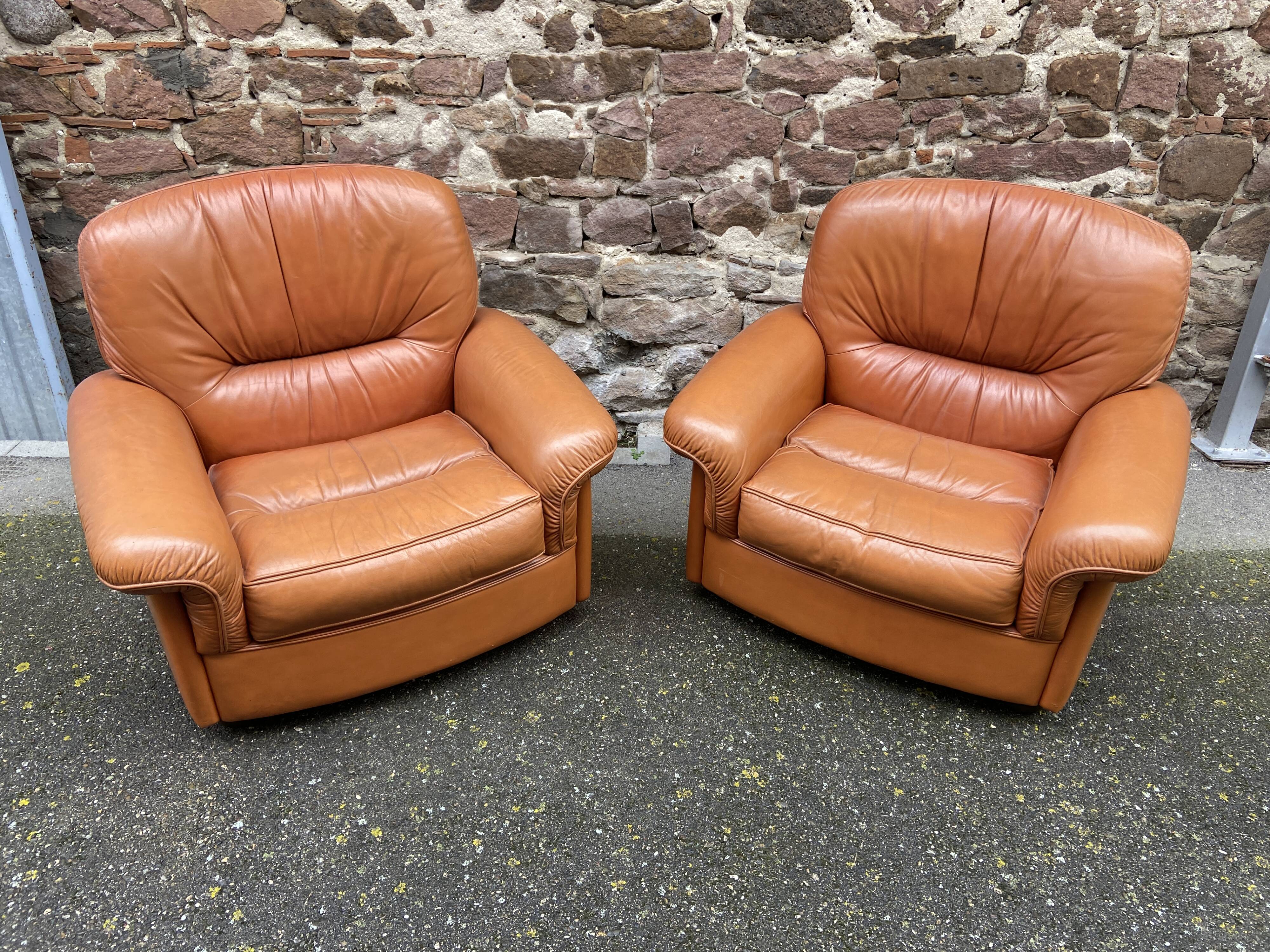 2 retro living room armchairs type club imitation leather design lounge 1960