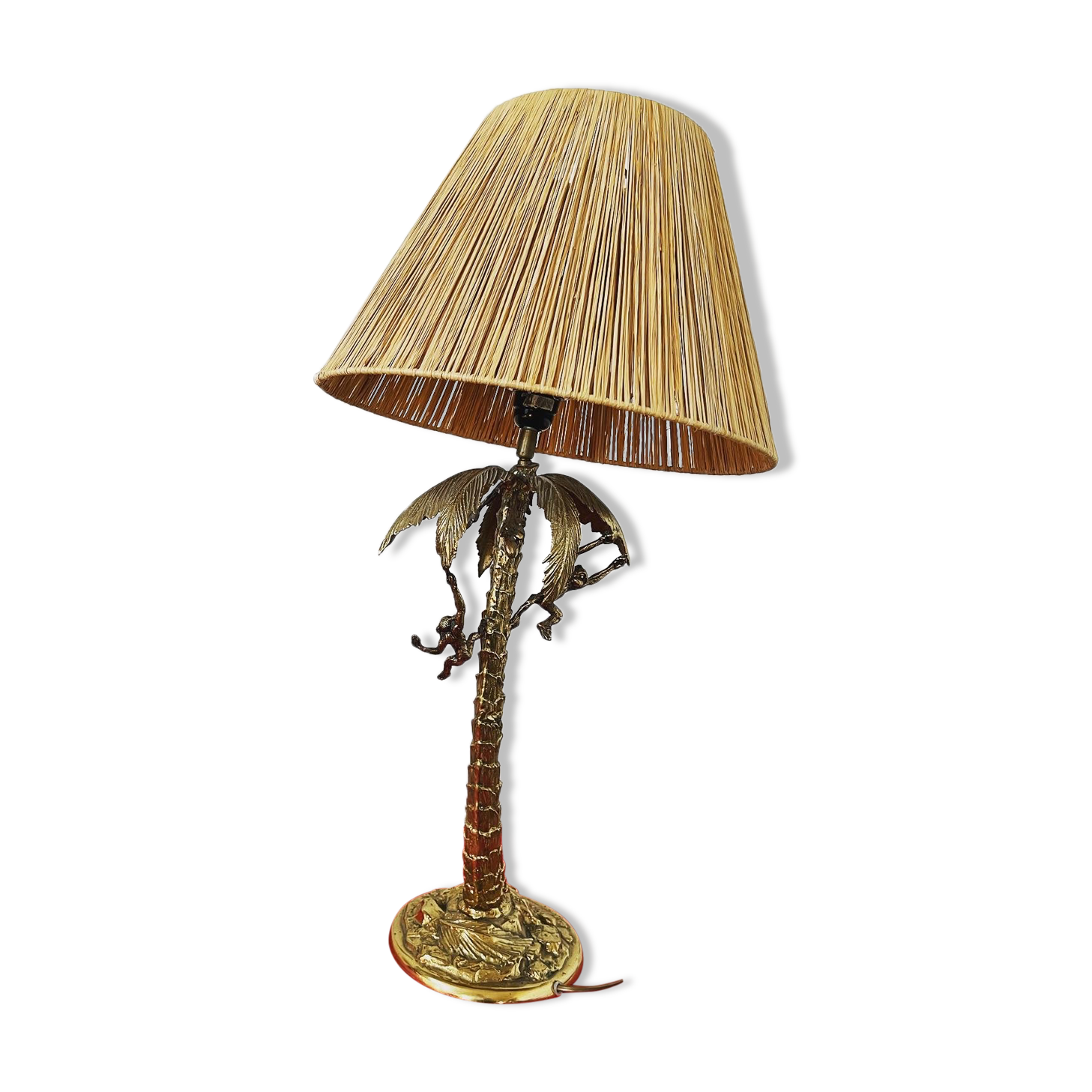 Table lamp gilded bronze palm tree and monkey