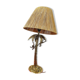Table lamp gilded bronze palm tree and monkey