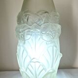 Molded glass paste vase, decorated with flowers