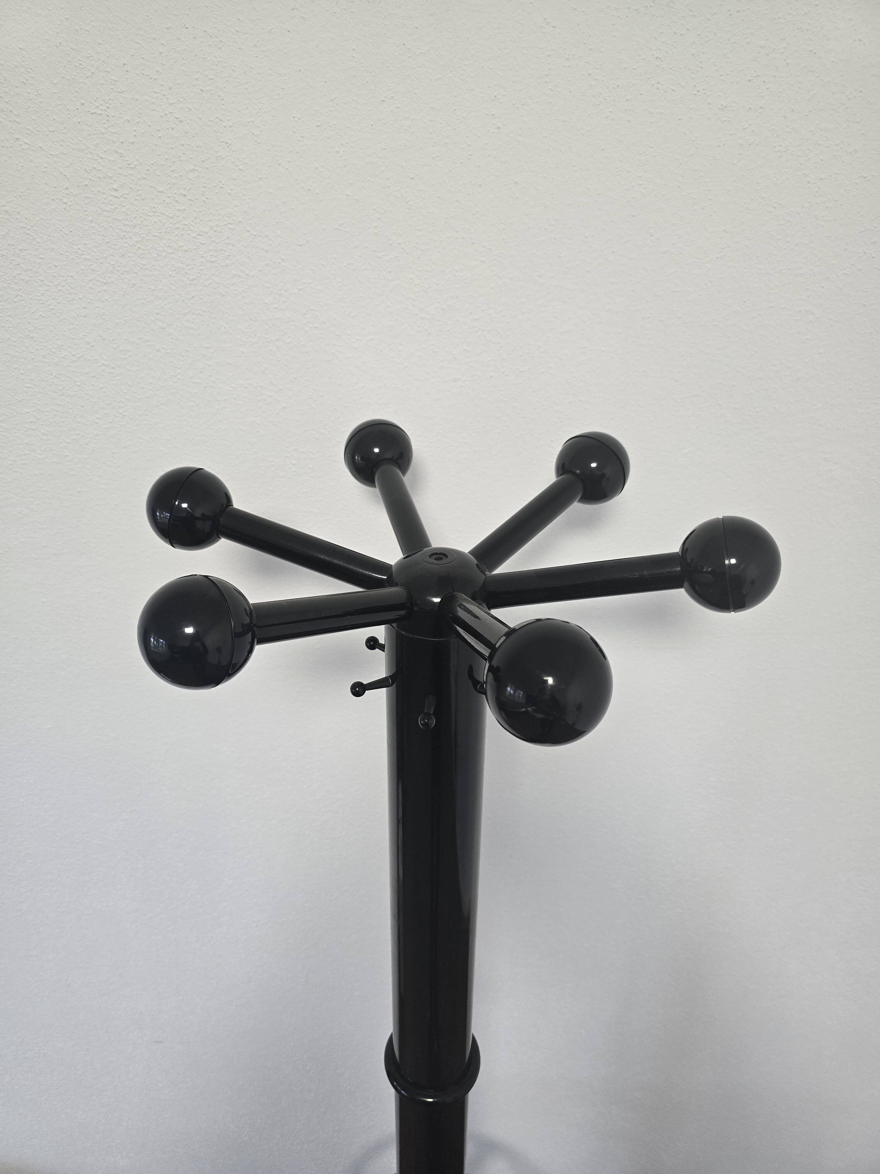 80s Stylish Black Coat Rack and Umbrella Stand