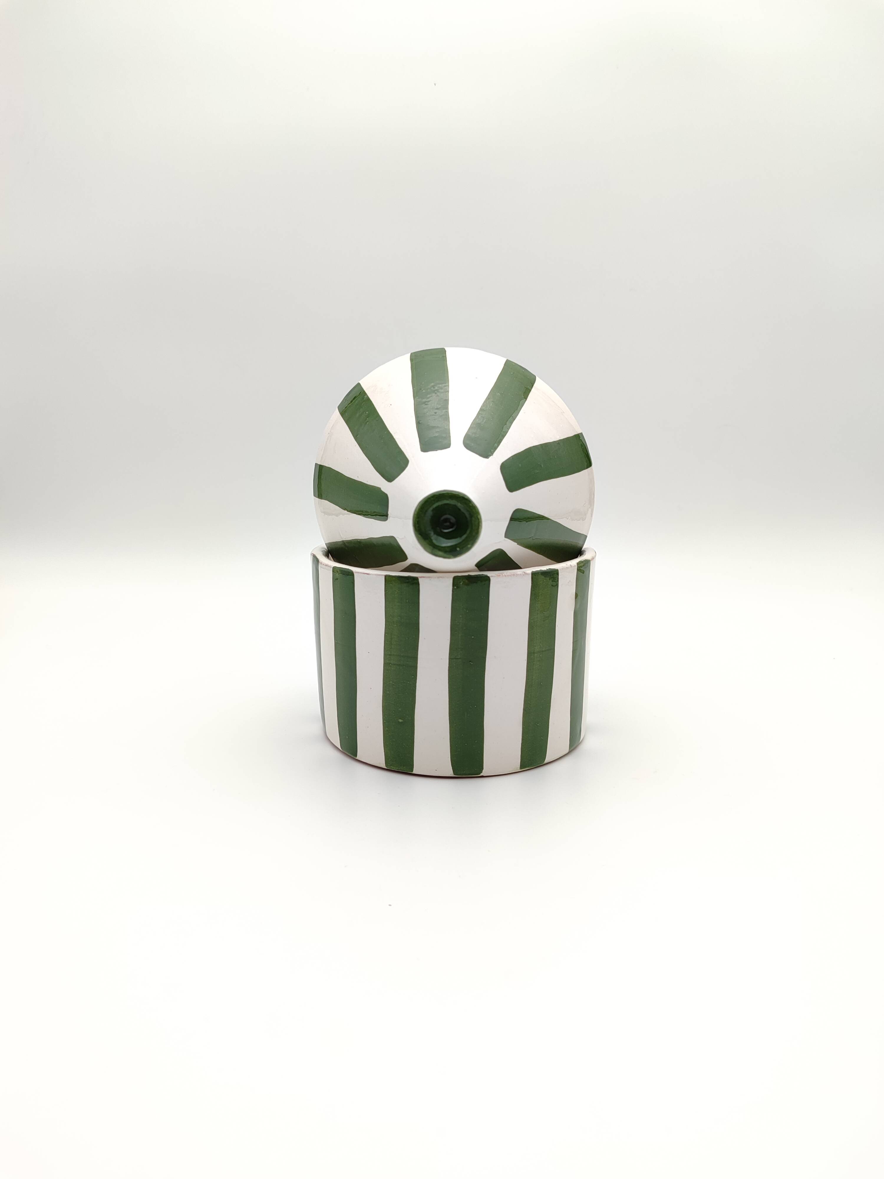 Bohemian style ceramic bowl with lid