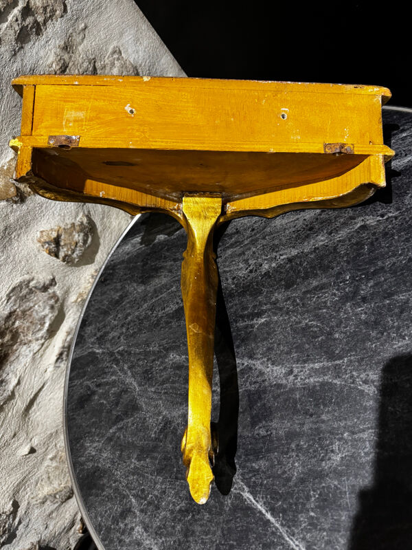 Console murale italienne étagère bois doré vintage