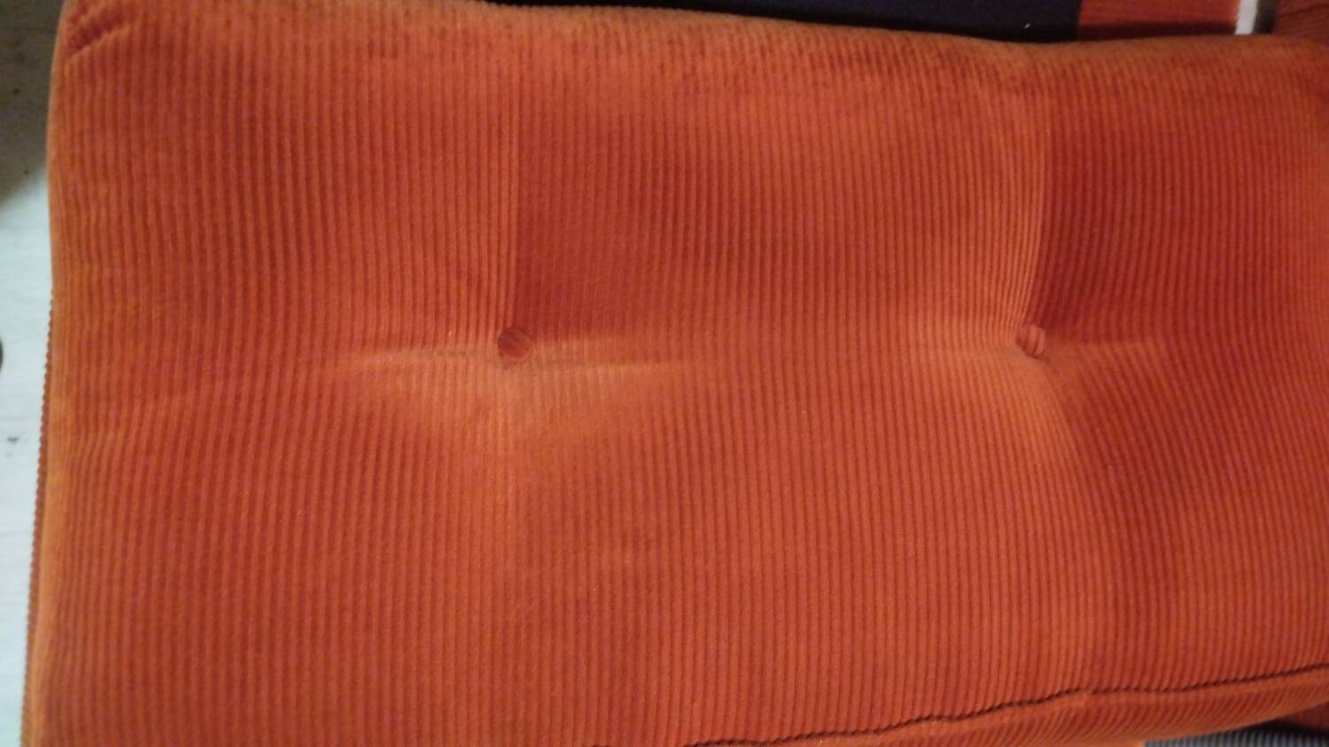 Set of three vintage armchairs. 1970s. Orange corduroy.