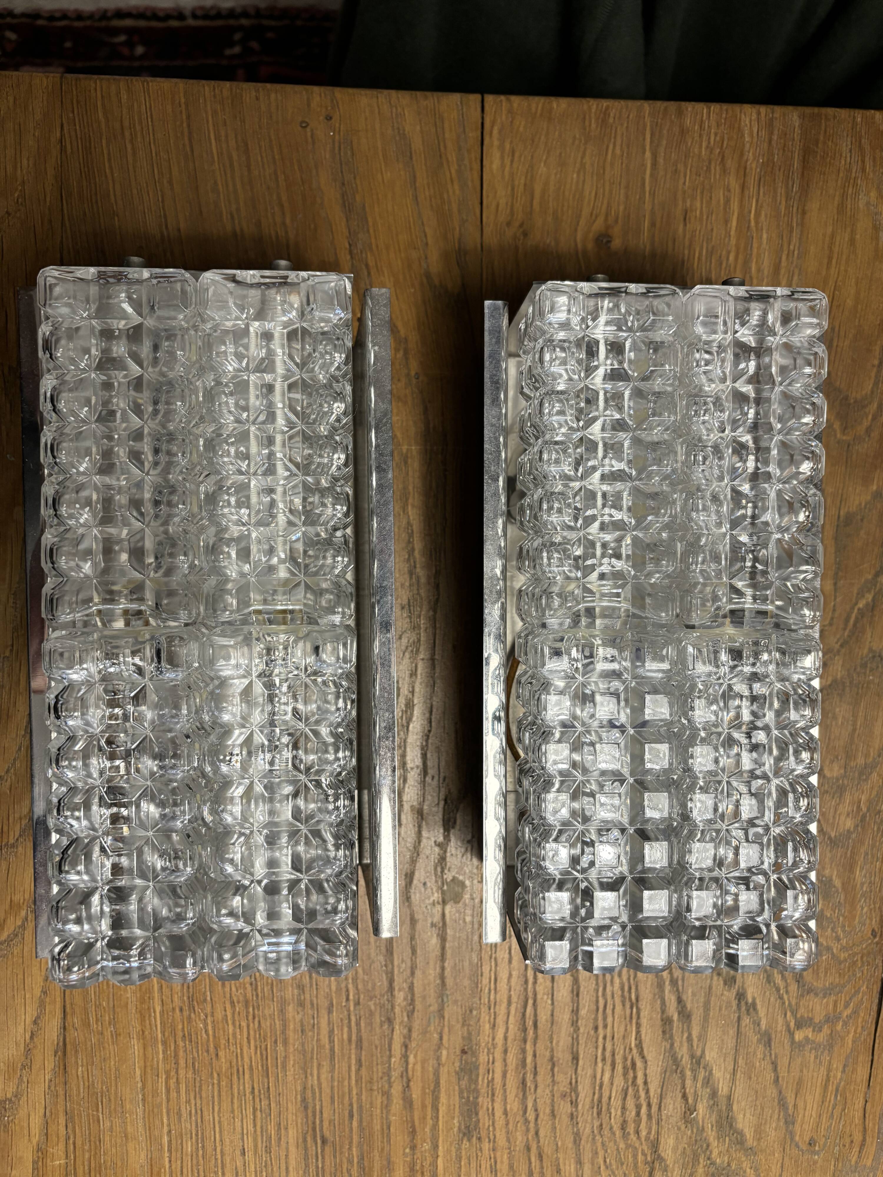 Wall lights metal and glass