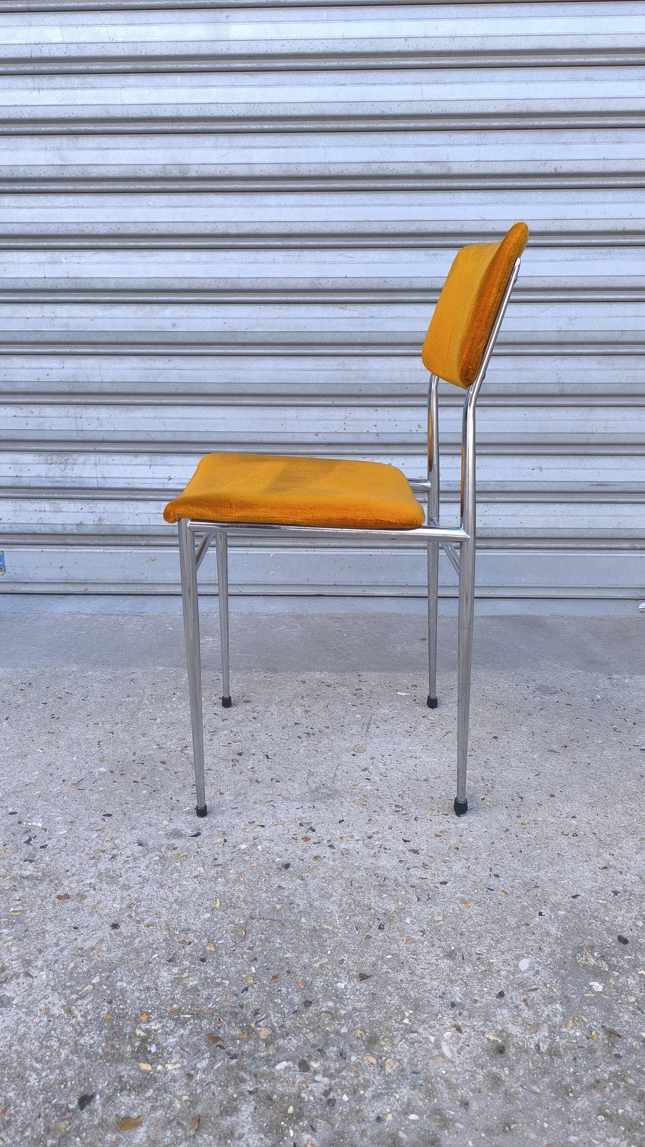 Chrome tubular chair with orange velvet, 1970s