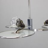 Restored Bauhaus or Art Deco chrome and glass chandelier, Czechoslovakia