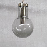 Smoked mid-century glass and brass pendant light by raak