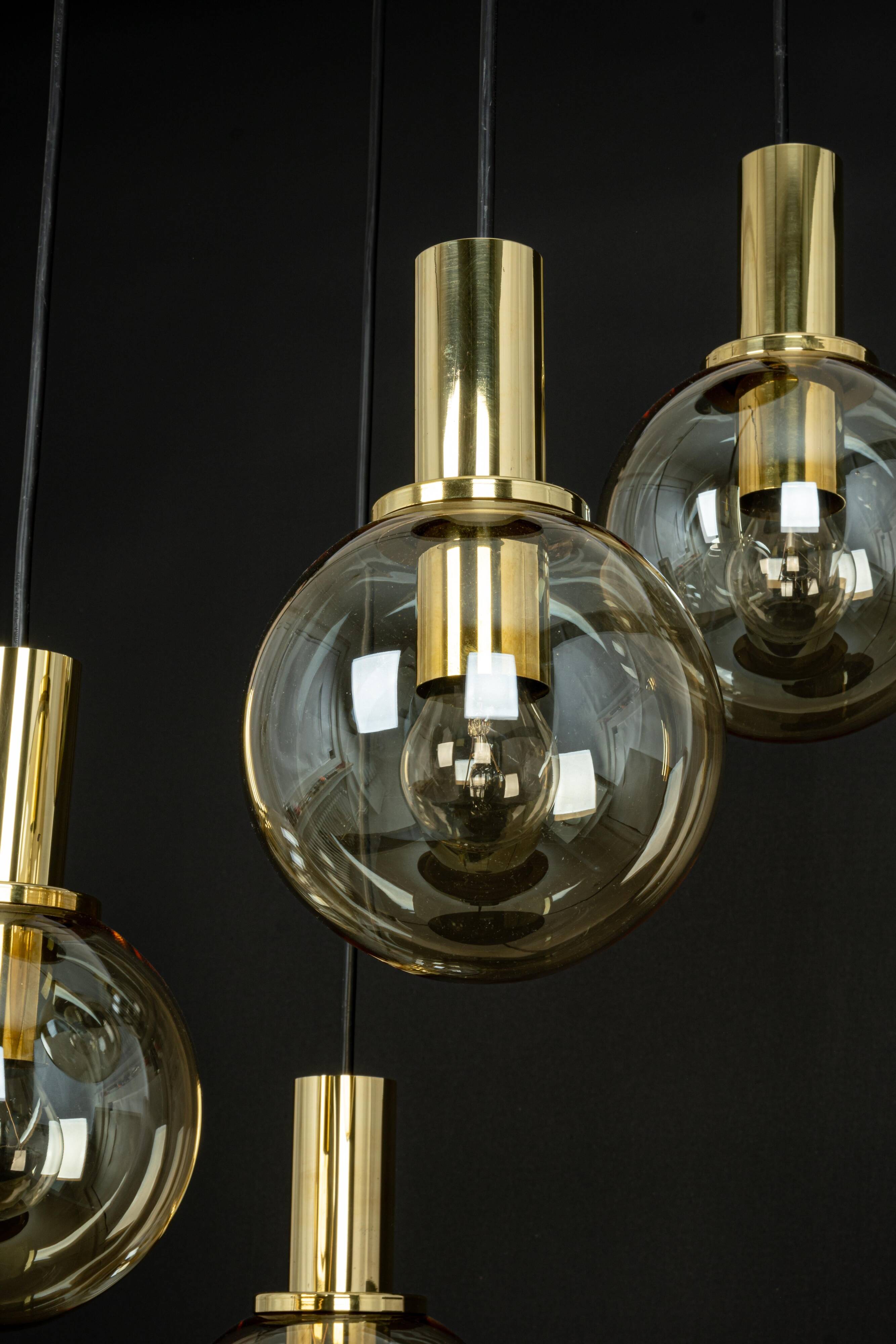 Large smoked glass chandelier design by Ott Int. Germany, 1970s.