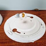 Plafonnier industriel Holophane en verre opaline blanc et transparent (7 disponibles)