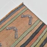 130x205Cm Pale Orange Striped Kilim Rug, Rugged Rugs, 4x7 Wool Area Rug