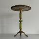 Mid-century side table in green marble with a brass base, 1960s, Italy.